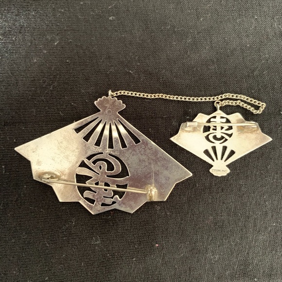Vintage Sterling Silver Fan Brooch - Picture 5 of 8